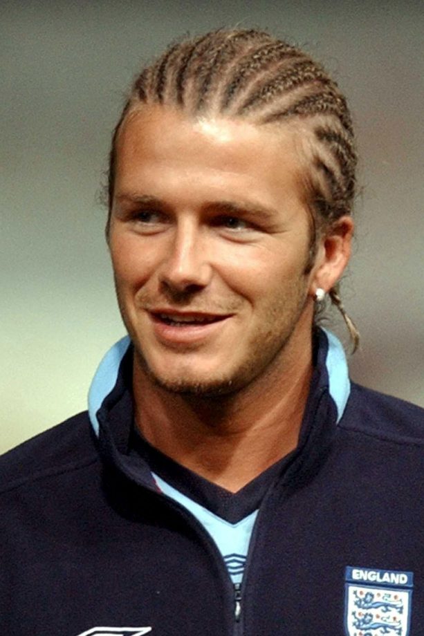 David Beckham Not Wanting To Shy Away From A Hair Trend, Rocking Cornrows, 2003