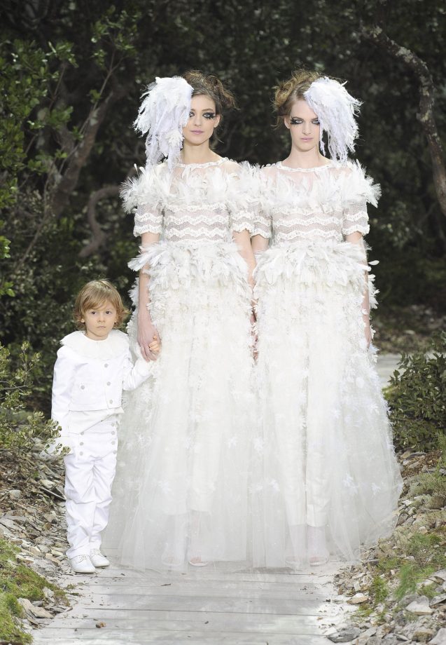 Karl Lagerfeld Backed France’s Pro Gay Marriage Law With His Two Female Brides, 2013