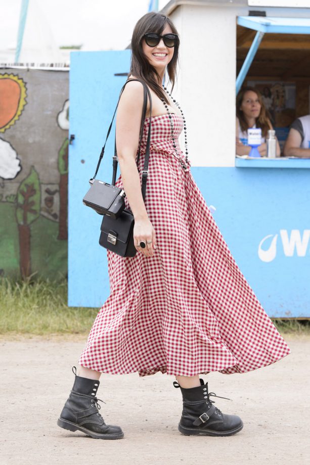 Daisy Lowe Rocks Biker Boots At Glastonbury, 2015