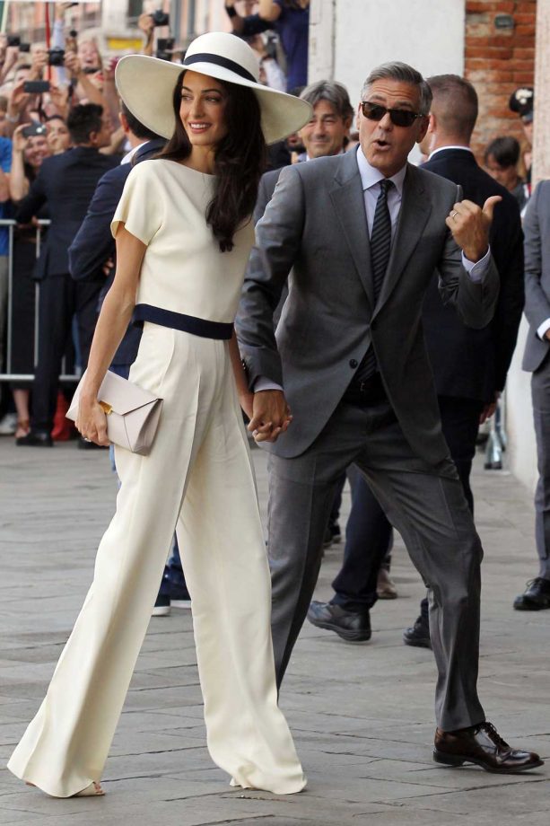 George Clooney And Amal Alamuddin Arrive For Their Civil Ceremony In Venice, 2014