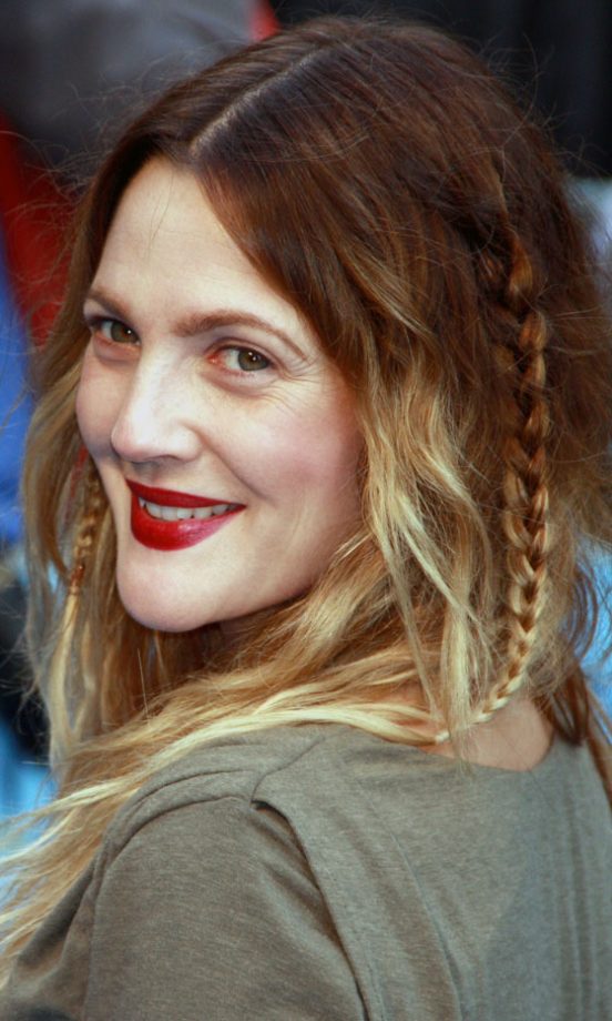 Drew Barrymore Become Our Number One Hair Crush With A Plaited Dip-Dye Hairstyle