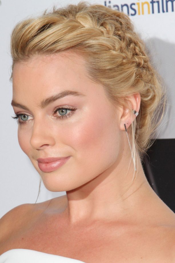 Margot Robbie Works An Elegant Plaited Updo At The Australians In Film Awards Gala, 2014