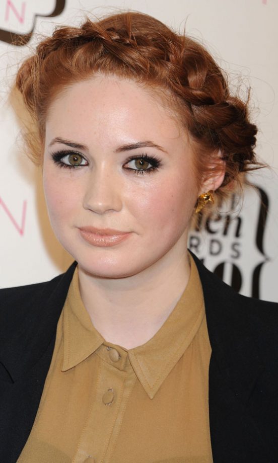 Karen Gillan Added A Touch Of Glam To Her Off Duty Style With A Heidi Plaited Hairstyle