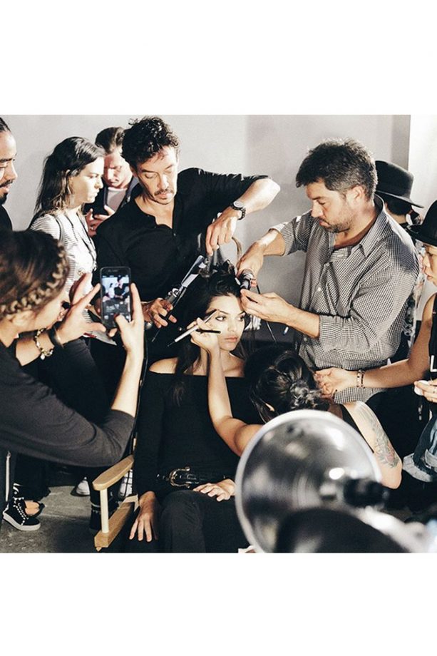 Sara Escudero Posts A Snap Of Kendall Being Made Up By A Whole Army Backstage At DVF