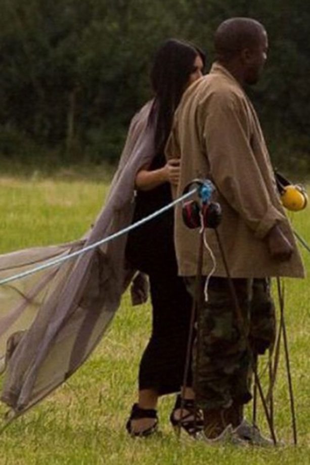 Kim Kardashian And Kanye West Arrive At Glastonbury, 2015
