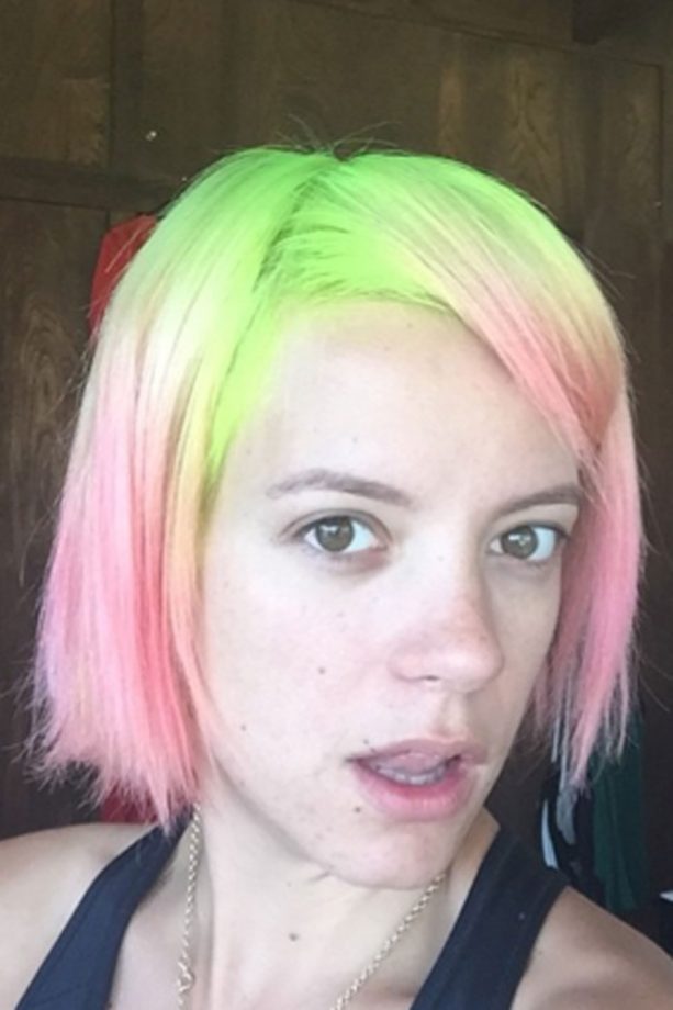 Lily Allen Goes For A Colour Block Dye Job, 2015