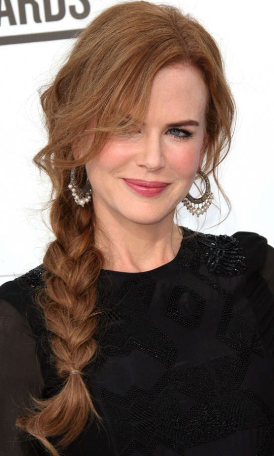 Nicole Kidman Added Glam To Her Black Dress With A Chunky Plaited Hairstyle, 2011