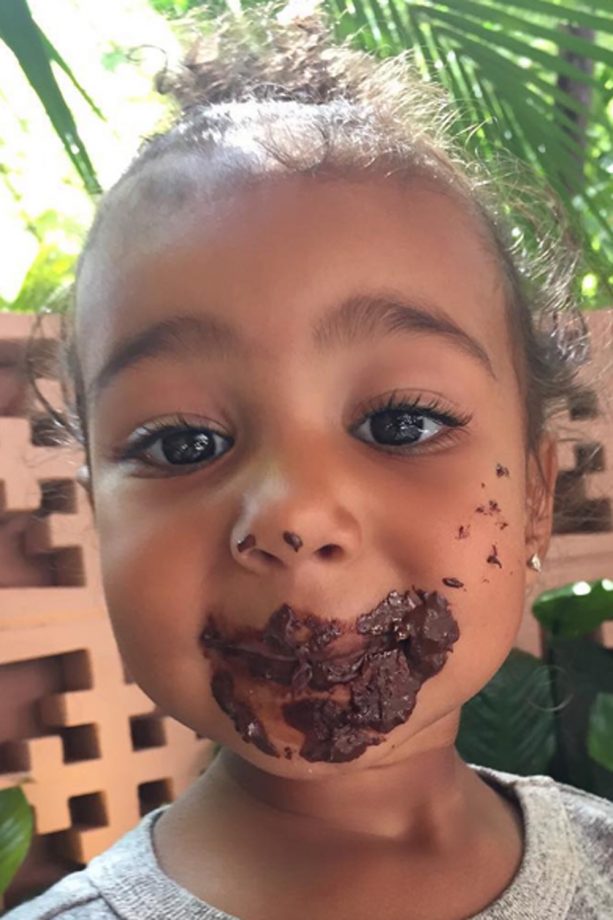 North West Has A Very Messy Time With A Chocolate Chip Pancake, 2015