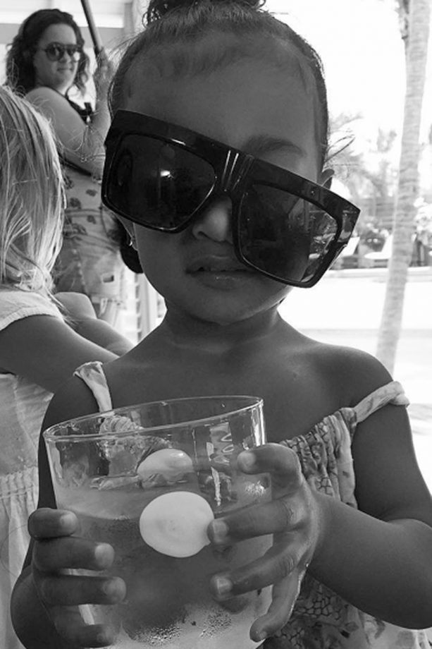 North West Tries On Mum Kim's Céline Glasses On Holiday In St Barts, 2015