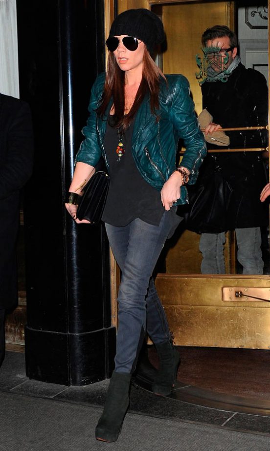 Victoria Beckham Probably Has Britain's Biggest Wardrobe, But She Still Borrows David's Beanie! February 2011