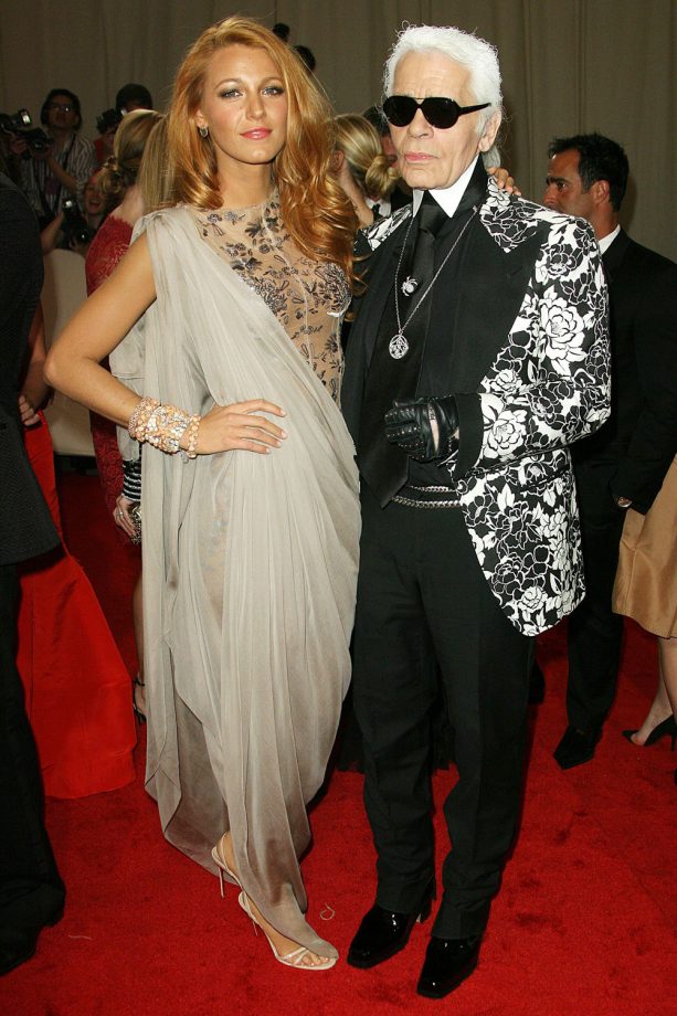 Karl Lagerfeld And Blake Lively On The Red Carpet At The Met Gala, 2011