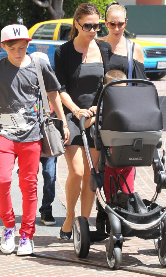 Victoria Beckham Takes Eight Week Old Harper Beckham Out With The Family, September 2011
