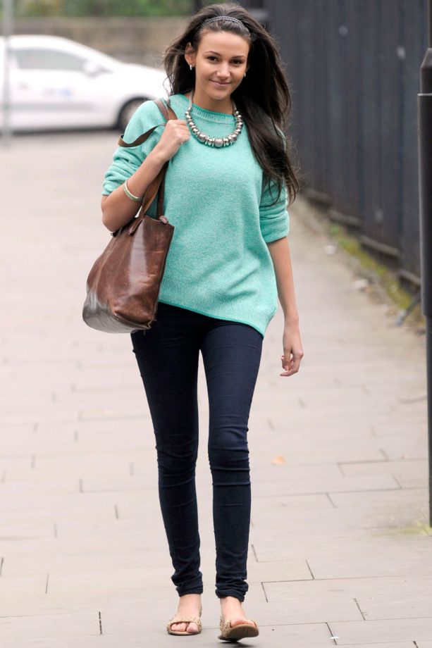Michelle Keegan Goes Casual In A Pastel Green Jumper And Jeans Out And About In Manchester, 2012