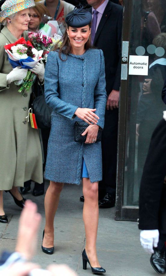 Kate Middleton Recycles Her Blue Coat Dress On A Tour Of The Midlands, June 2012