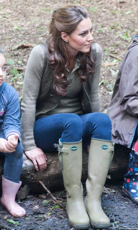 Kate Middleton, Duchess Of Cambridge, Wearing le Chameau Wellies At A Primary School Camp In Kent, 2012