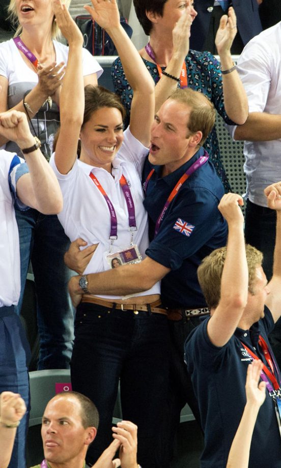 Kate Middleton, Duchess Of Cambridge, And Prince William In A PDA At The Cycling At The London Olympics, 2012
