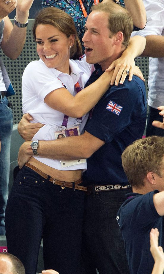 Kate Middleton, Duchess Of Cambridge, And Prince William In A PDA At The Cycling At The London Olympics, 2012