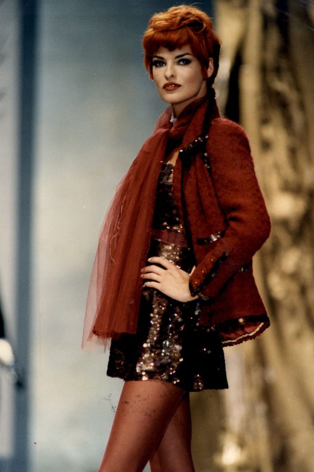 Linda Evangelista On The Catwalk Wearing Karl Lagerfeld In Paris, 1991