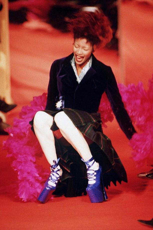 Naomi Campbell Falling Over In Those Super High Vivienne Westwood Shoes, 1993