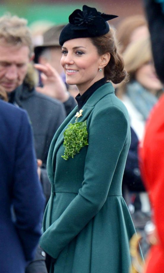 Kate Middleton, Duchess Of Cambridge, Wears A Stylish Black Pillbox Hat For The St Patrick's Day Parade At Mons Barracks In Aldershot, 2013