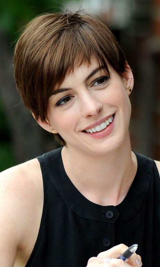 Anne Hathaway Rocks Her Cut Crop On Set Filming In New York, 2013