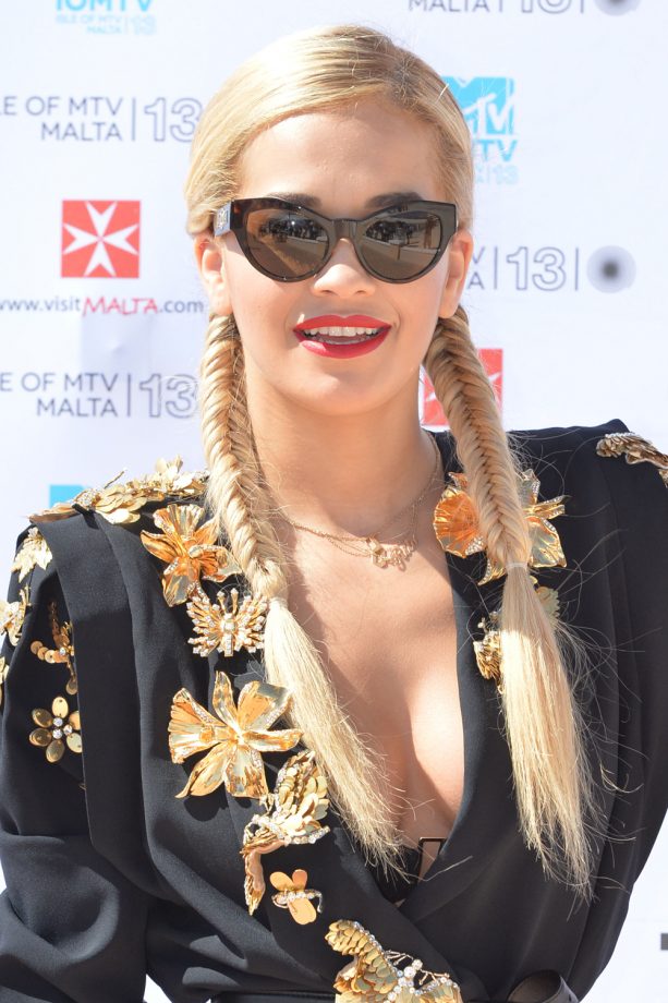 Rita Ora Rocks Super-Straight Pigtails, 2013