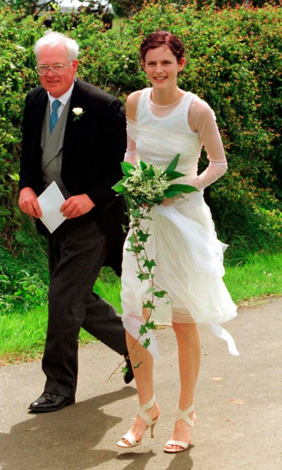Model Stella Tennant Arrives For Her Wedding To David Lasnet With Her Father Tobias Tennant, 1999