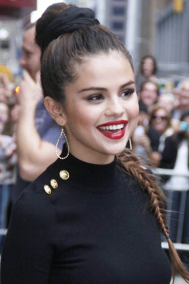 Selena Gomez Combines A Scrunchie With A Ponytail Plait, 2013