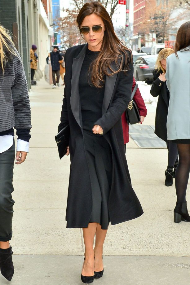 Victoria Beckham Does Her Trademark Black Out And About In New York, 2014