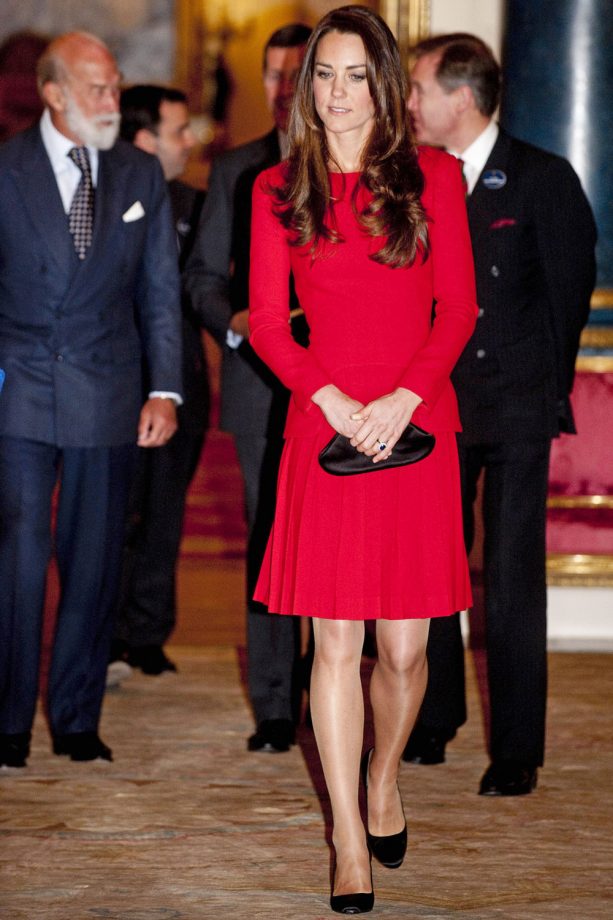 Kate Middleton Stands Out In Alexander McQueen At Buckingham Palace's Reception For The Dramatic Arts, 2014