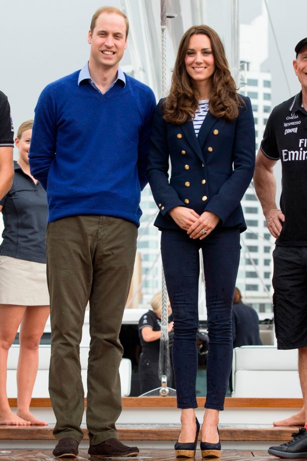 Kate Middleton Is Sleek In A Nautical Blazer And Skinny Jeans For A Day Of Sailing In New Zealand, 2014