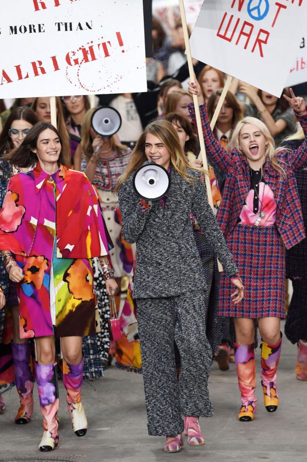 Cara Delevingne Leading The Chanel Pro Feminism March, 2014