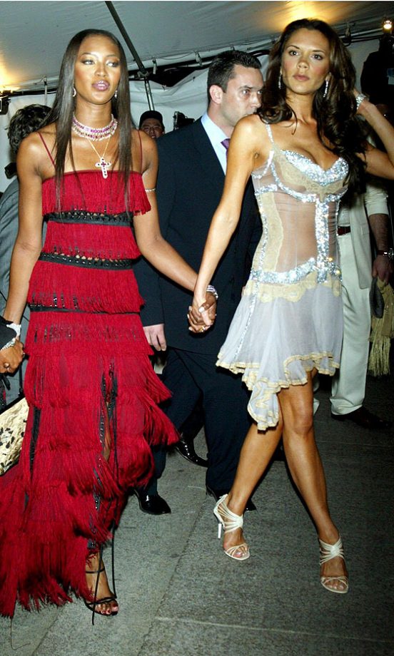 Victoria Beckham With Naomi Campbell At The Costume Institute Gala, 2003