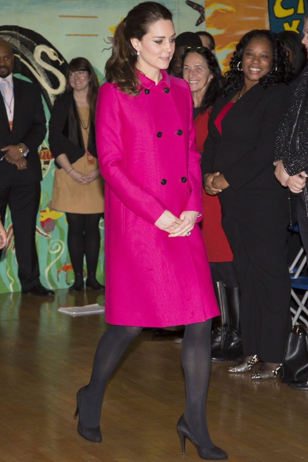 Kate Middleton In A Hot Pink Mulberry Coat While Visiting The US, 2014