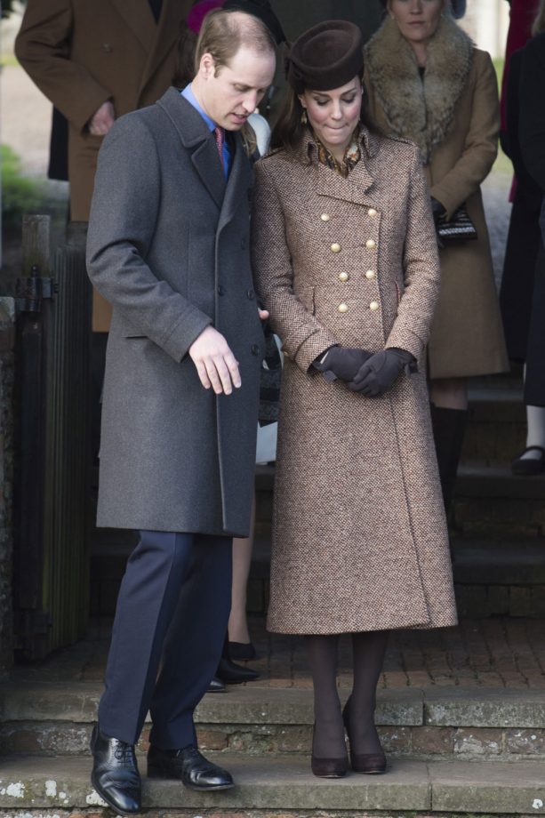 Kate Middleton Wears A Long Tweed Coat For The Royal Family Christmas Day Church Service, 2014