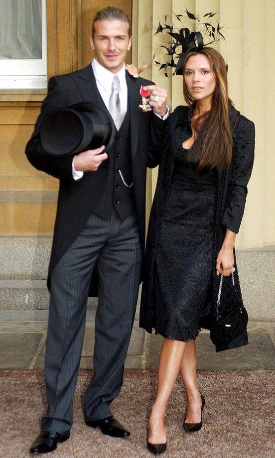 Victoria Beckham, Wearing A Philip Treacy Hat, And David Beckham At Buckingham Palace, 2003