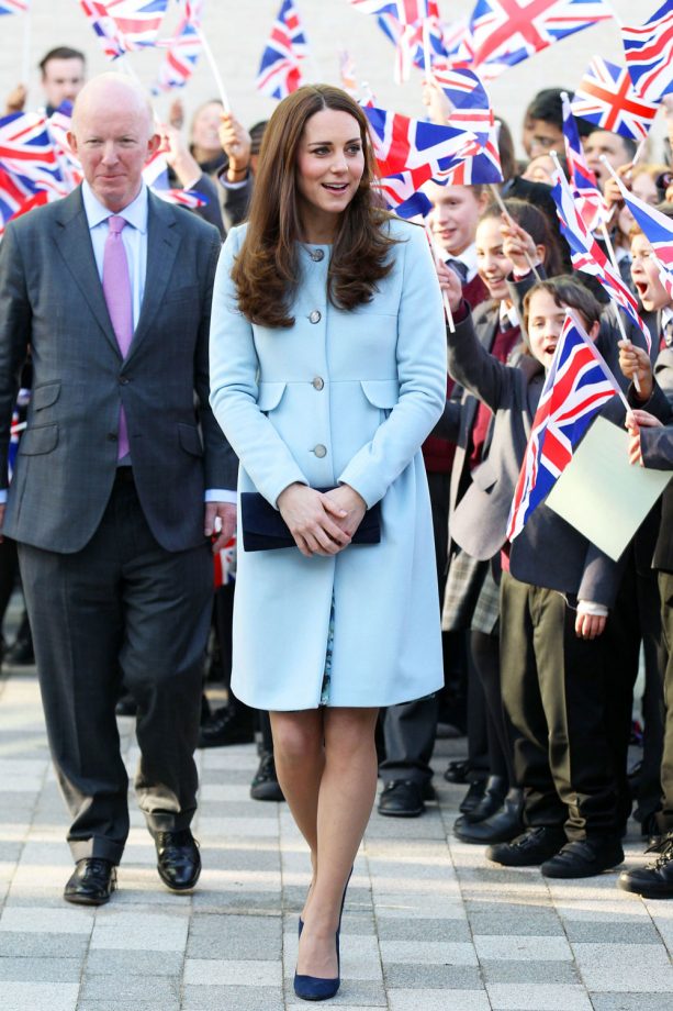 Kate Middleton Wears A Baby Blue Coat To Open Kensington Aldridge Academy In London, 2015
