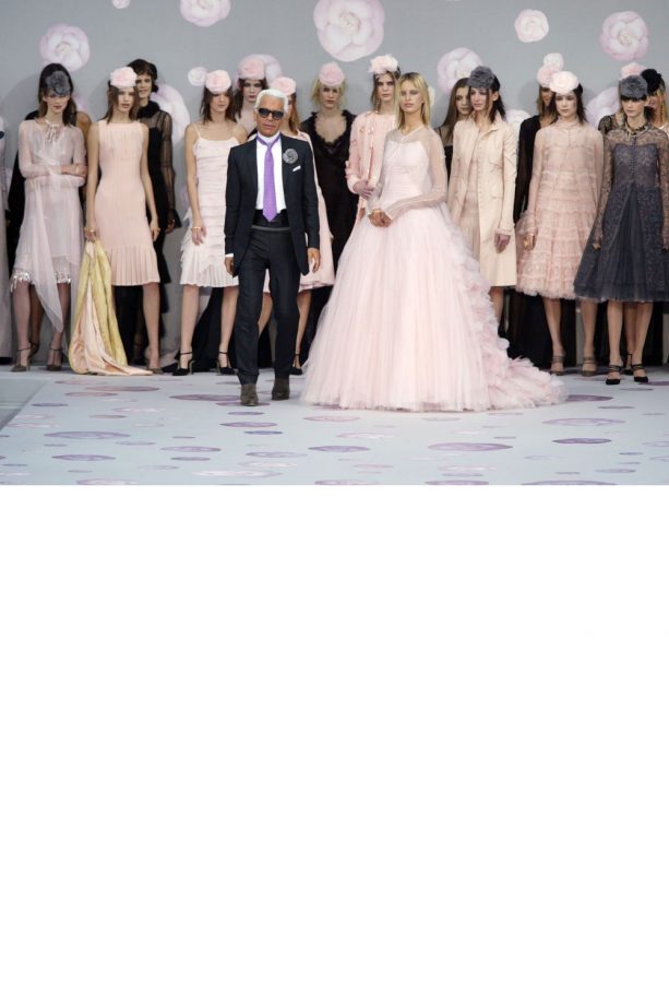 Karl Lagerfeld On The Catwalk With Karolina Kurkova At The Chanel SS Show, 2002