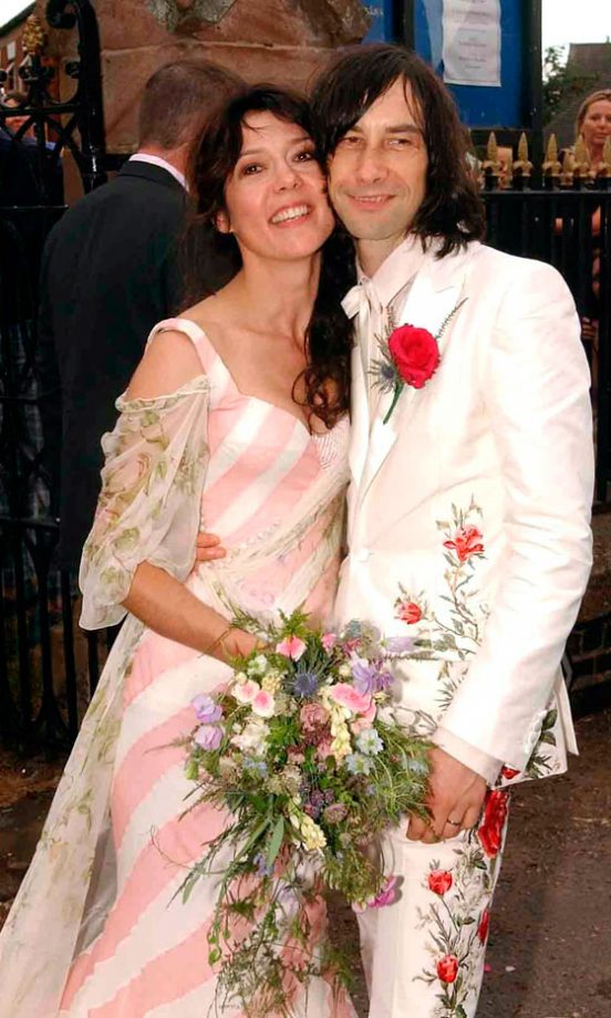 Stylist Katy England Opted For A Candy Stripe Dress At Her Country Wedding To Bobby Gillespie, July 2006