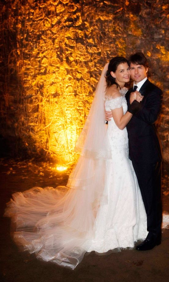 The Moment Tom-Kat Was Born: Katie Holmes Married Tom Cruise In Italy Wearing A Dress By Georgio Armani, November 2006