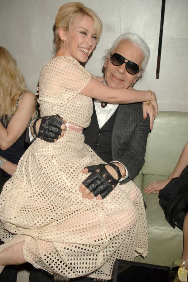 Kylie Minogue Cuddles Up To Karl Lagerfeld At A Private Dinner For Chanel In London, 2007