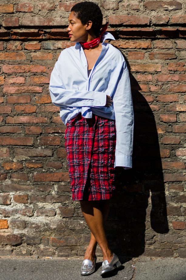 Turn A Boyish Shirt Girly With A Smart Skirt And Handkerchief Made Choker