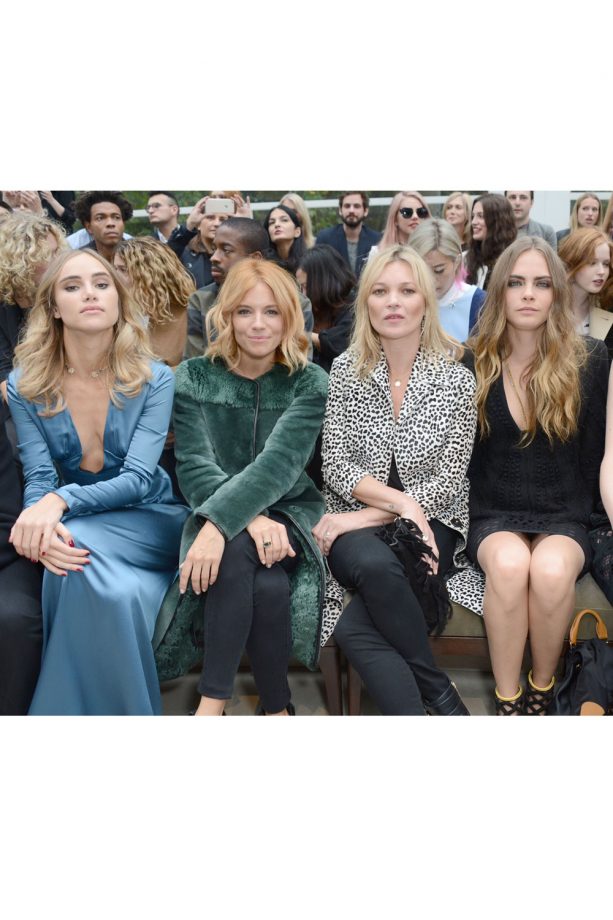 Suki Waterhouse, Sienna Miller, Kate Moss And Cara Delevingne Font Row At The Burberry Show, 2015