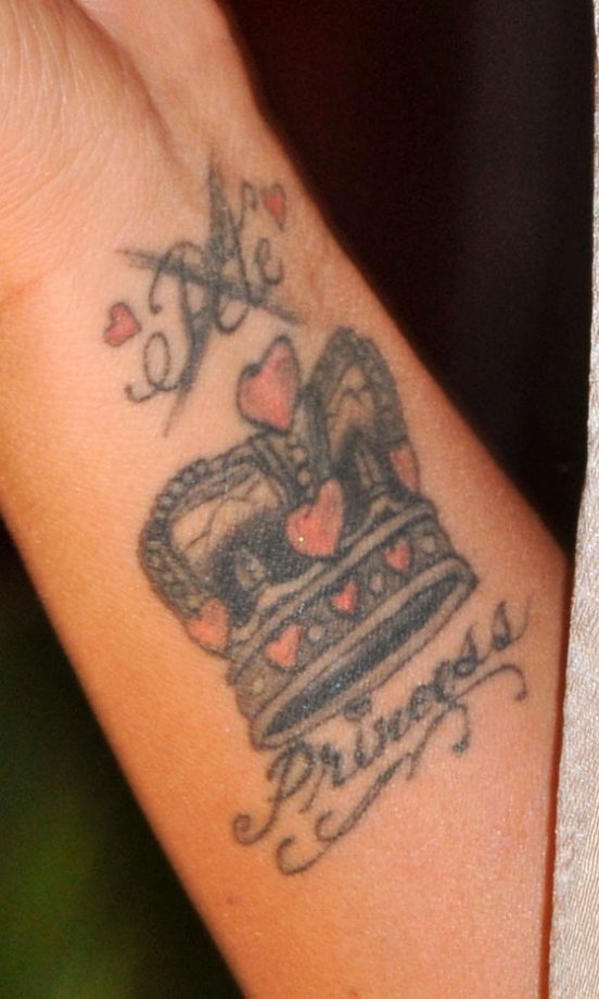 Katie Price's Crossed Out Pete And Princess Crown Tattoo, 2009