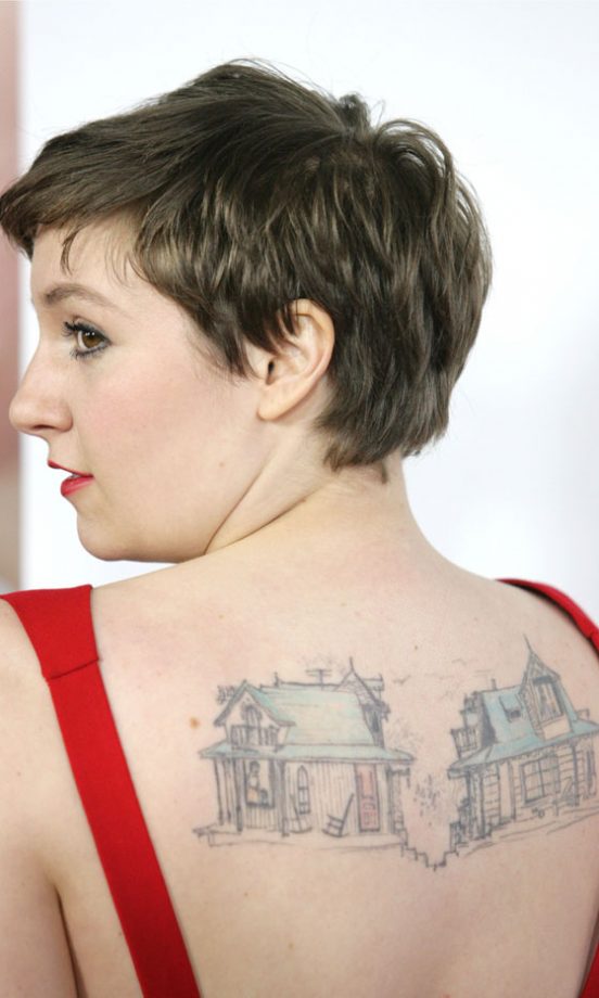 Lena Dunham's Tumbling Down House Tattoo, 2012