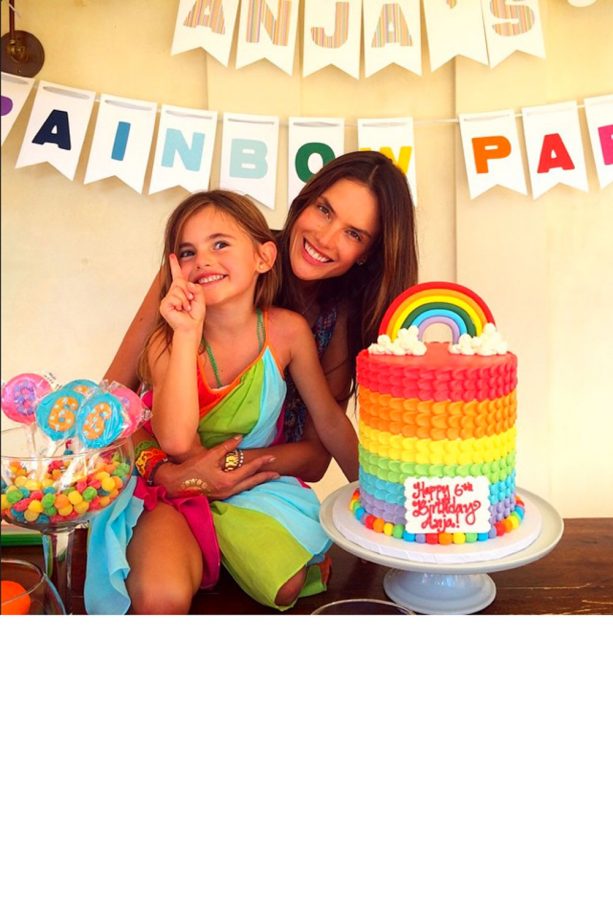 Alessandra Ambrosio Shared This Colourful Snap Of Her And Daughter Anja At Her Rainbow Themed Birthday Party, 2014