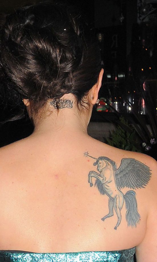 Tulisa's Winged Unicorn Tattoo, 2012