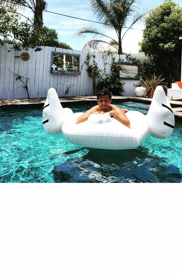Made In Chelsea's Alik Alfus Floats On A Sunny Swimming Pool In LA, 2015