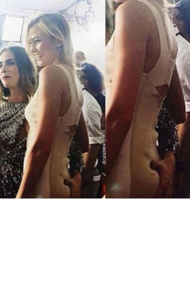 Cara Delevingne Gives Karlie Kloss A Cheeky Pinch, 2015