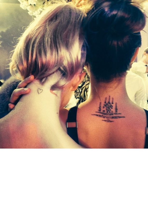 Poppy And Cara Delevingne Flaunt Their Neck Tattoos At The Topshop New York Flagship Store Opening, 2014